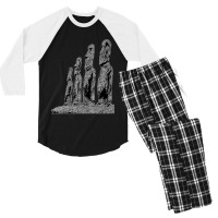 Easter Island Moai Statue Monolith World Mystery Men's 3/4 Sleeve Pajama Set | Artistshot