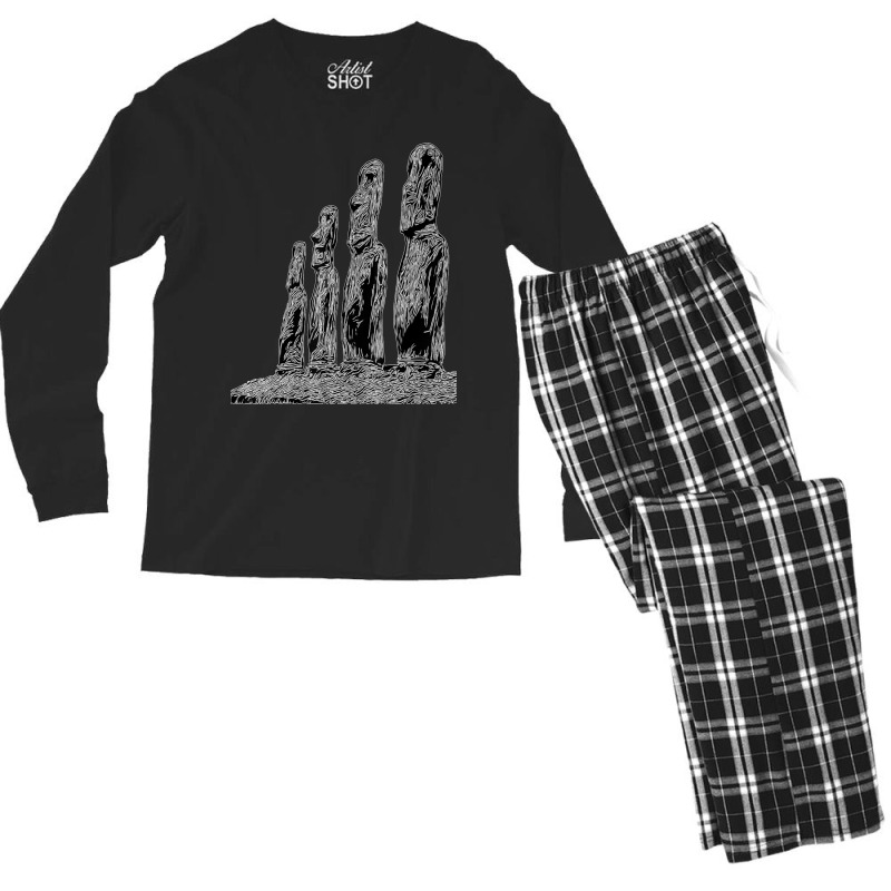 Easter Island Moai Statue Monolith World Mystery Men's Long Sleeve Pajama Set | Artistshot