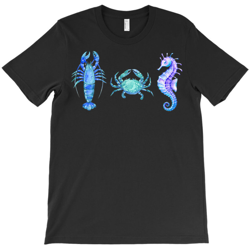 Crustaceancore Ocean Blush Crustacean Lobster Crab Seahorse T-shirt | Artistshot