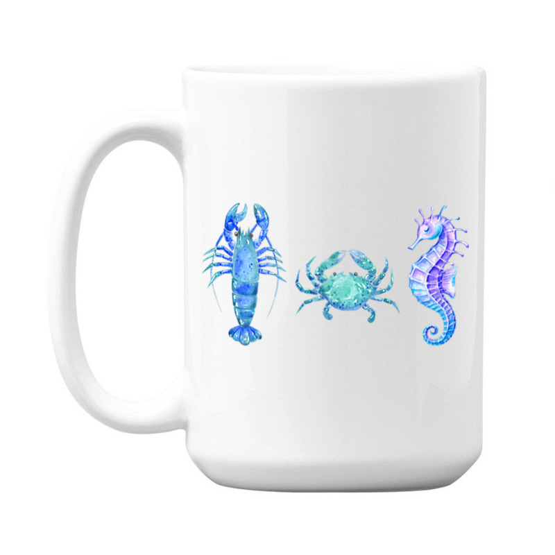 Crustaceancore Ocean Blush Crustacean Lobster Crab Seahorse 15 Oz Coffee Mug | Artistshot