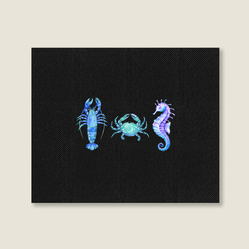 Crustaceancore Ocean Blush Crustacean Lobster Crab Seahorse Landscape Canvas Print | Artistshot