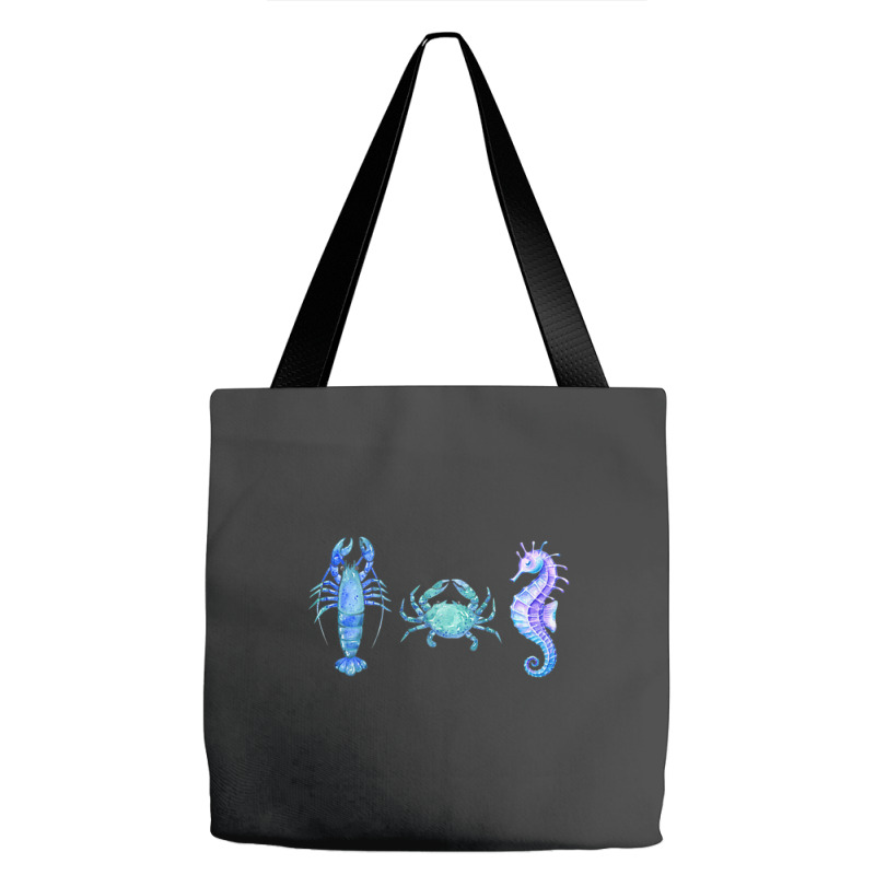 Crustaceancore Ocean Blush Crustacean Lobster Crab Seahorse Tote Bags | Artistshot