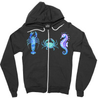 Crustaceancore Ocean Blush Crustacean Lobster Crab Seahorse Zipper Hoodie | Artistshot