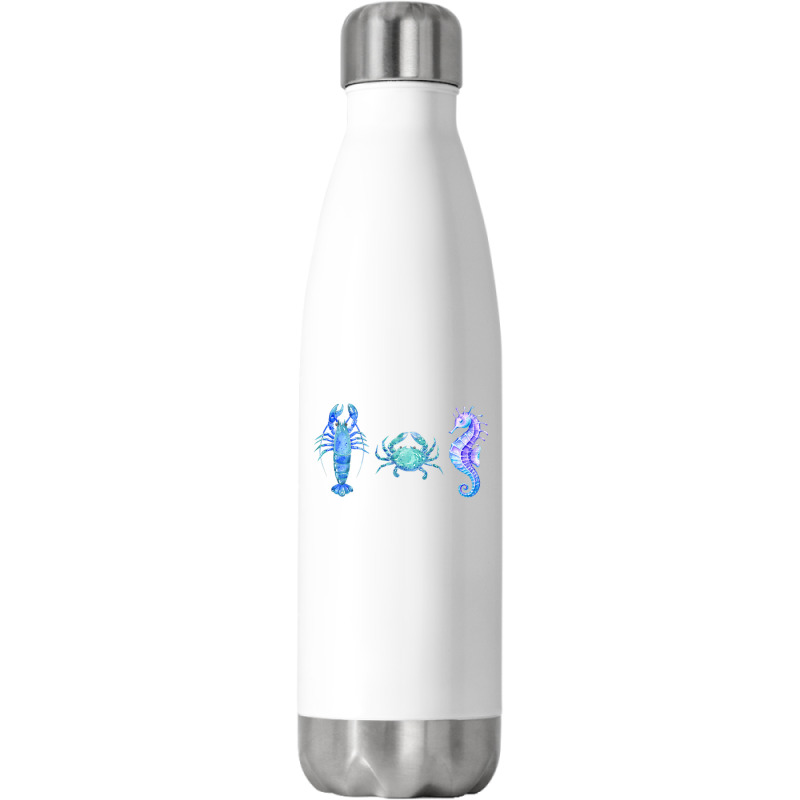 Crustaceancore Ocean Blush Crustacean Lobster Crab Seahorse Stainless Steel Water Bottle | Artistshot