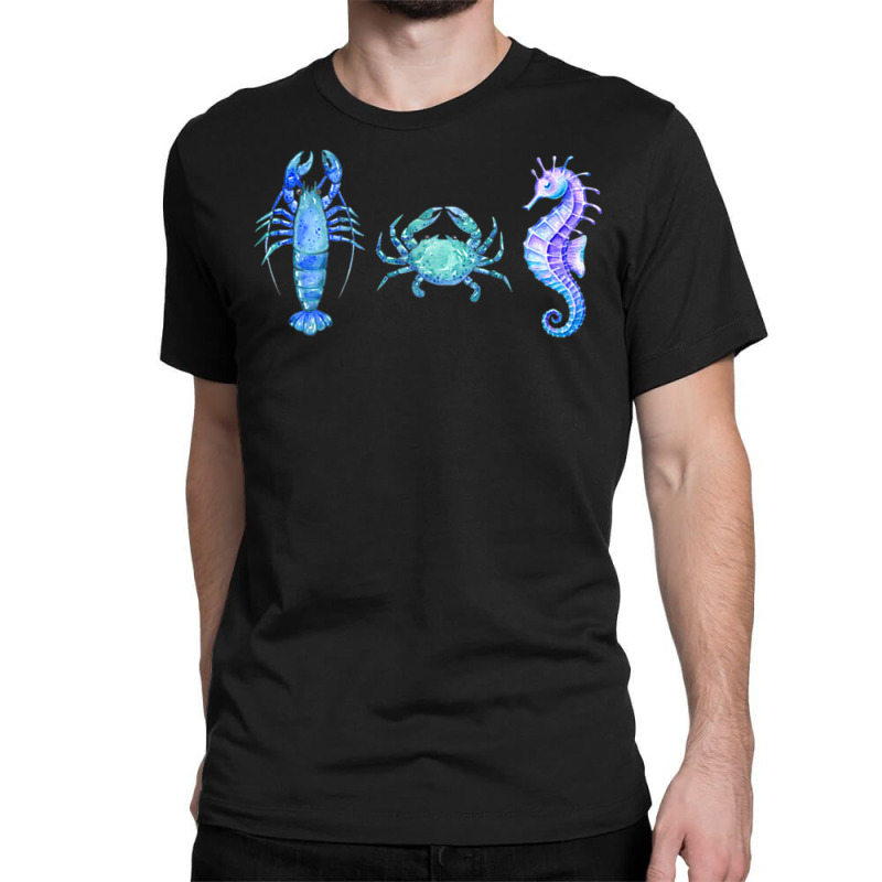 Crustaceancore Ocean Blush Crustacean Lobster Crab Seahorse Classic T-shirt | Artistshot