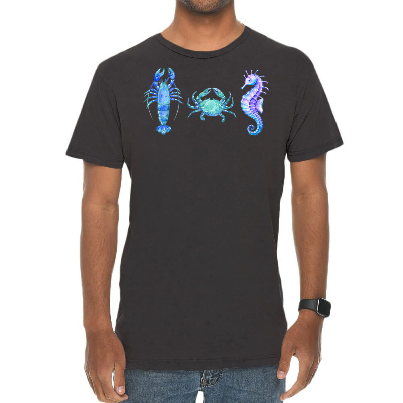 Crustaceancore Ocean Blush Crustacean Lobster Crab Seahorse Vintage T-shirt | Artistshot