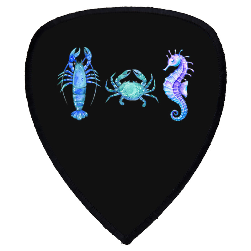 Crustaceancore Ocean Blush Crustacean Lobster Crab Seahorse Shield S Patch | Artistshot