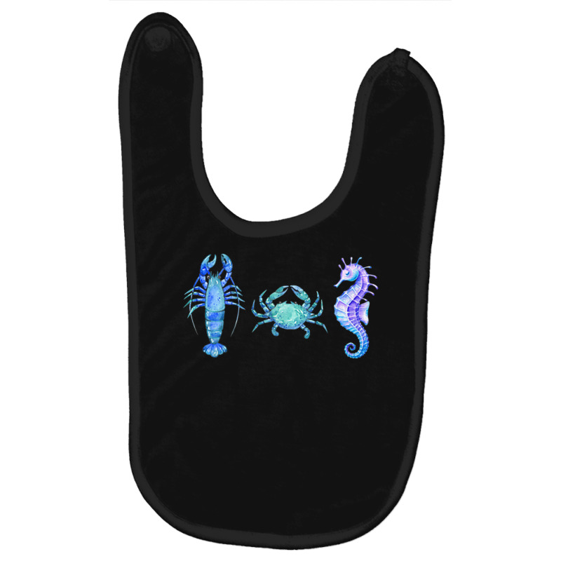 Crustaceancore Ocean Blush Crustacean Lobster Crab Seahorse Baby Bibs | Artistshot