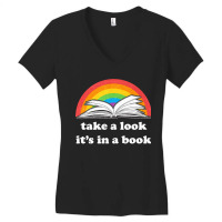 Take A Look Its In A Book Retro Inspired Reading Rainbow Classic Women's V-neck T-shirt | Artistshot