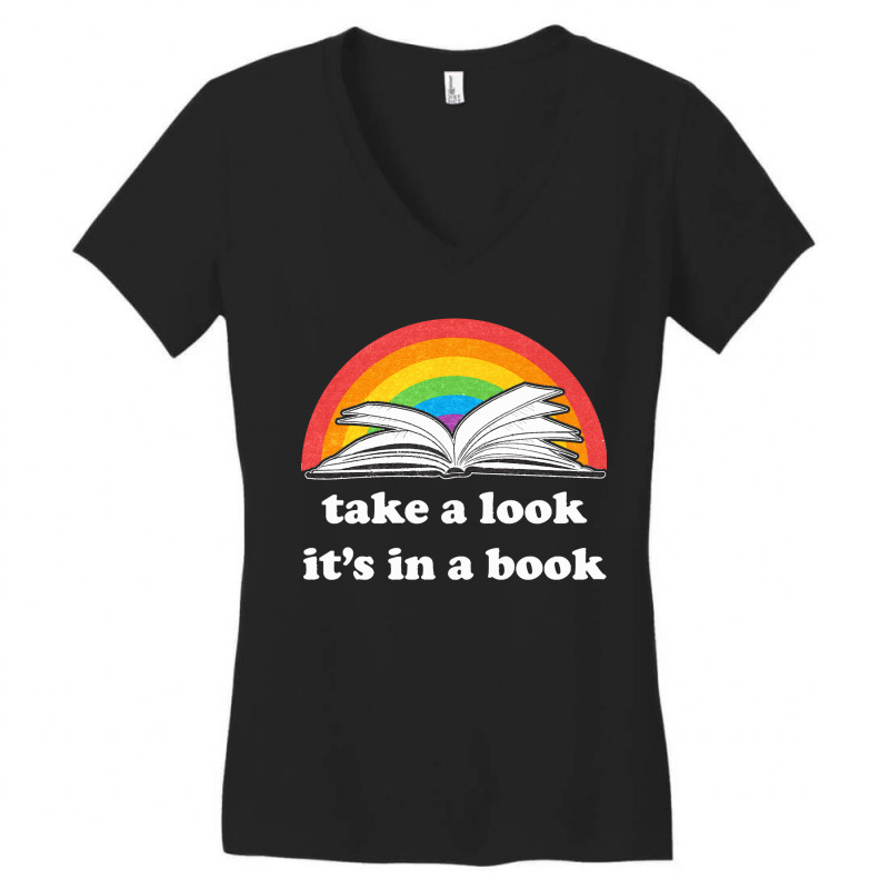 Take A Look Its In A Book Retro Inspired Reading Rainbow Classic Women's V-Neck T-Shirt by cm-arts | Artistshot