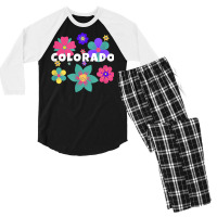 Floral Overlay Colorado Souvenir Tee Flowers For Women Kids T Shirt Men's 3/4 Sleeve Pajama Set | Artistshot