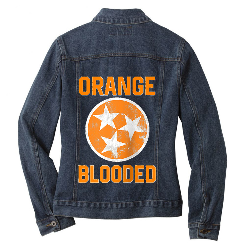 Tennessee Fan Orange Blooded Vol Sports Fan State Flag Tn Raglan Baseb Ladies Denim Jacket by cm-arts | Artistshot