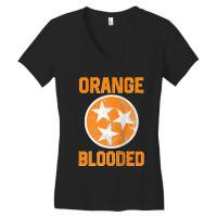 Tennessee Fan Orange Blooded Vol Sports Fan State Flag Tn Raglan Baseb Women's V-neck T-shirt | Artistshot