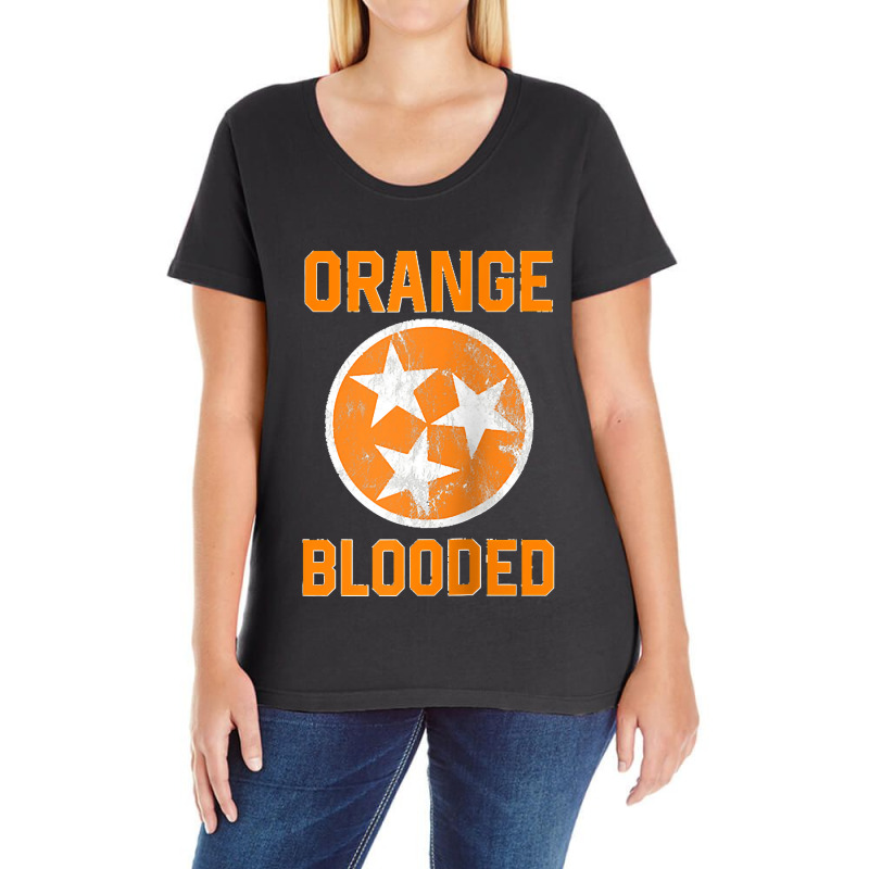 Tennessee Fan Orange Blooded Vol Sports Fan State Flag Tn Raglan Baseb Ladies Curvy T-Shirt by cm-arts | Artistshot