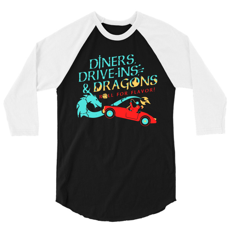 Diners Drive Ins Dragons 3/4 Sleeve Shirt | Artistshot