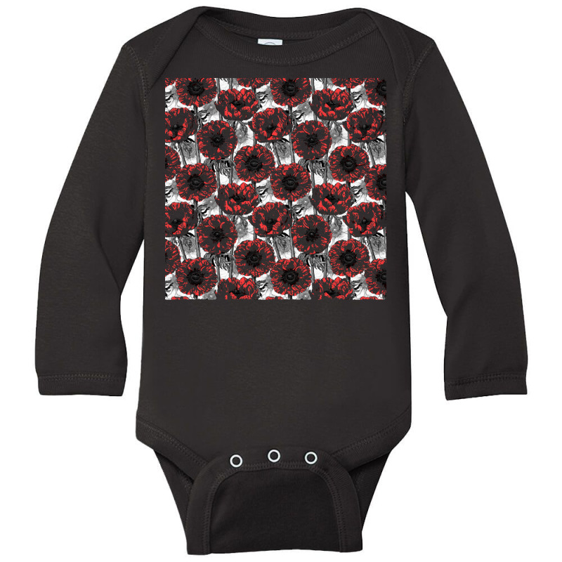 Poppy T  Shirt Red Anemone Garden T  Shirt (1) Long Sleeve Baby Bodysuit by endercovet | Artistshot