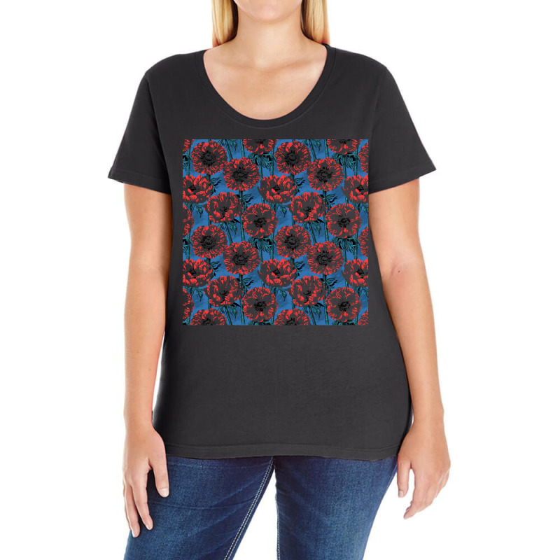 Poppy T  Shirt Red Anemone Garden T  Shirt Ladies Curvy T-Shirt by endercovet | Artistshot