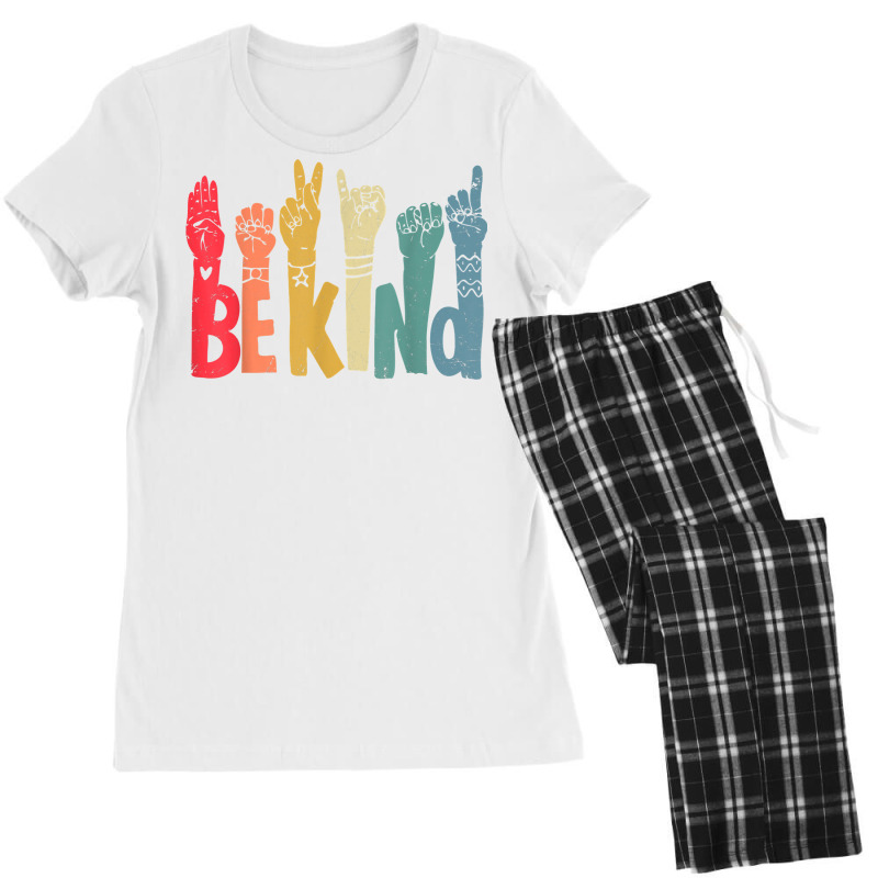 Unity Day Orange Be Kind Sign Language Hand Anti Bullying T Shirt Women's Pajamas Set by voigterannen | Artistshot