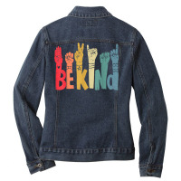 Unity Day Orange Be Kind Sign Language Hand Anti Bullying T Shirt Ladies Denim Jacket | Artistshot