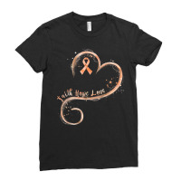 Faith Hope Love Peach Ribbon Endometrial Cancer Awareness T Shirt Ladies Fitted T-shirt | Artistshot