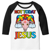 Today Not Jesus Satan Goat Rainbow Satanic Satanism T Shirt Youth 3/4 Sleeve | Artistshot