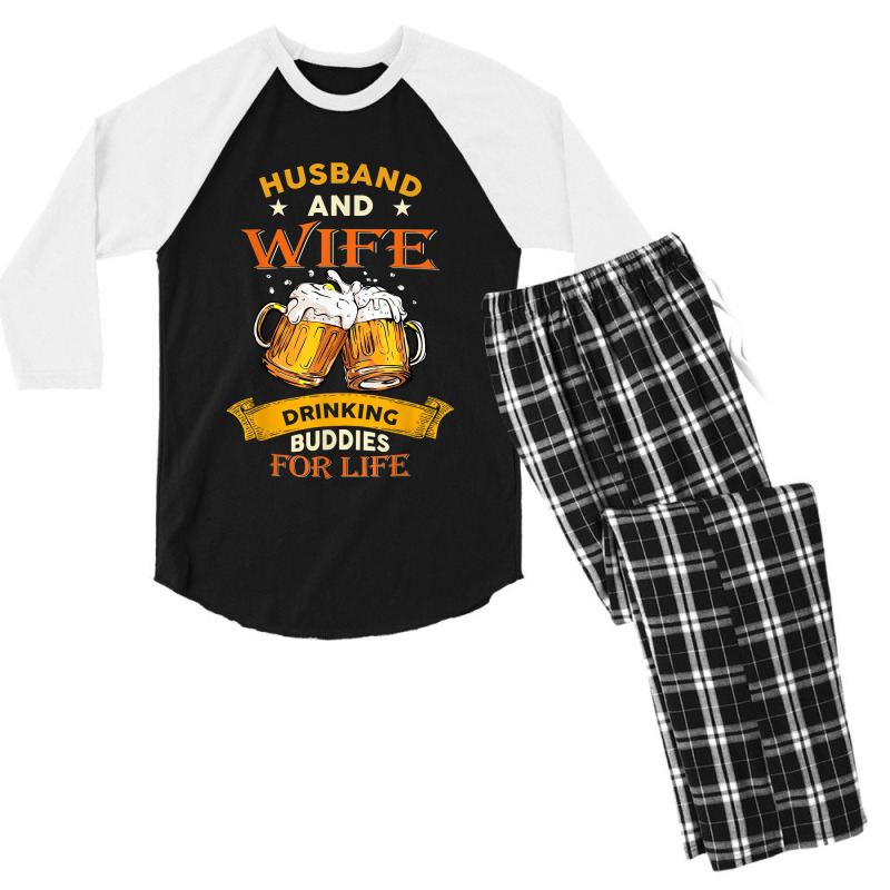 Husband And Wife Drinking Buddies For Life Beer Couple Men's 3/4 Sleeve Pajama Set by LaynieWash | Artistshot