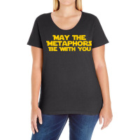 Funny English Teacher Shirt Metaphors Be With You Ladies Curvy T-shirt | Artistshot