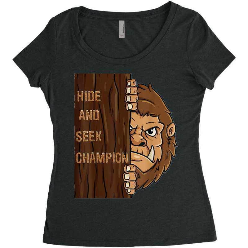 Bigfoot Hide And Seek Champion Funny Sasquatch Forest T Shirt Women's Triblend Scoop T-shirt by AngelinaMarie | Artistshot