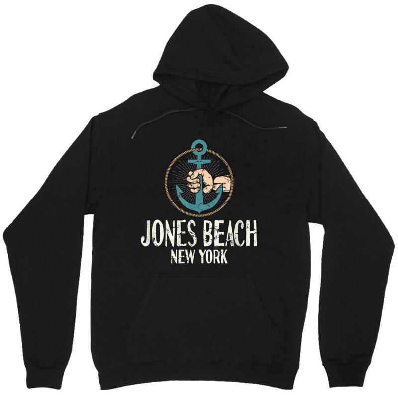 Jones Beach New York Boat Anchor T Shirt Distressed Unisex Hoodie by cm-arts | Artistshot