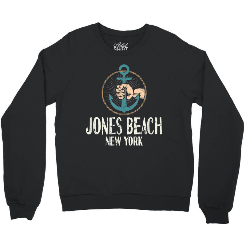 Jones Beach New York Boat Anchor T Shirt Distressed Crewneck Sweatshirt by cm-arts | Artistshot