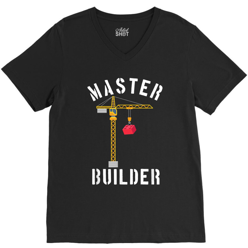 Master Builder Engineer Construction Building Blocks Bricks V-neck Tee | Artistshot