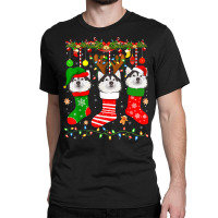 Alaskan Malamute Dog In Christmas Socks Lights Xmas Classic T-shirt | Artistshot