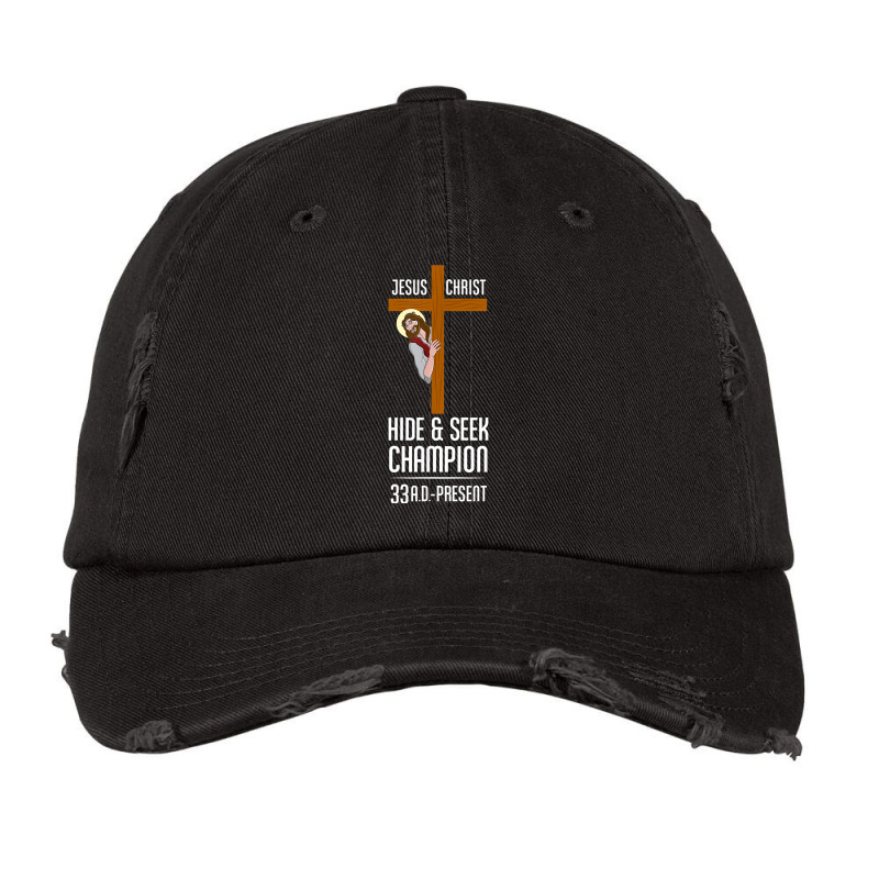 Funny Jesus Christ Hide & Seek Champion Atheism Vintage Cap by MichiKametani | Artistshot