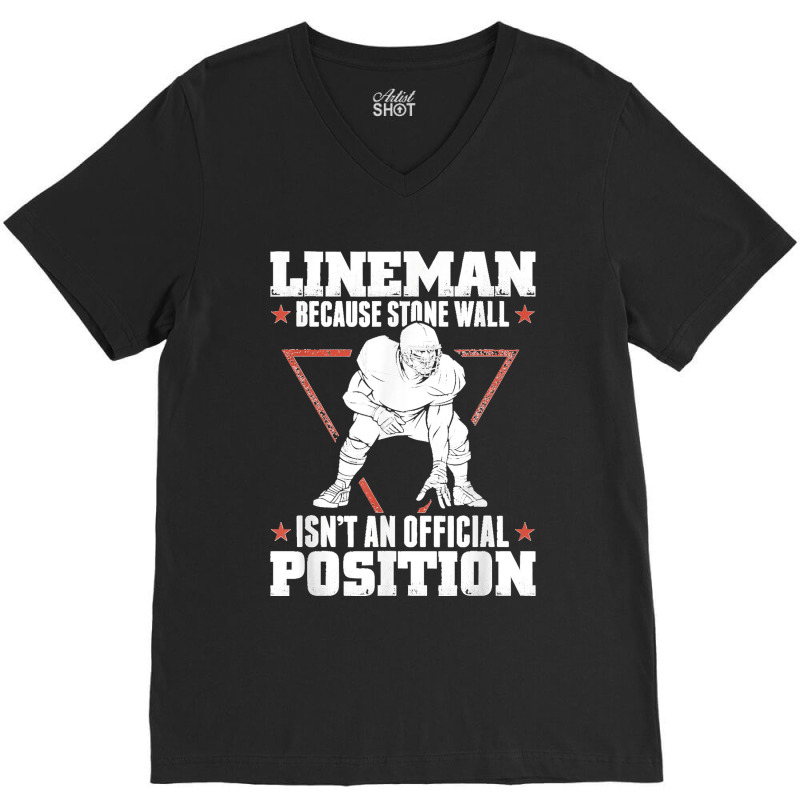 American Football Stone Wall Lineman Position V-neck Tee | Artistshot