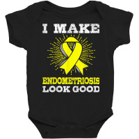 I Make Endometriosis Look Good Shirt Yellow Ribbon Baby Bodysuit | Artistshot