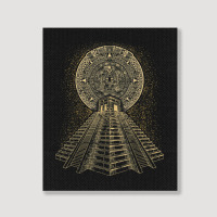 Ancient Sacred Mayan Aztec Calendar Pyramid Geometry Portrait Canvas Print | Artistshot