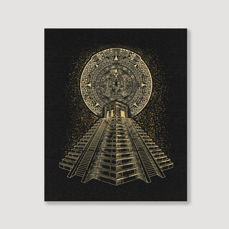 Ancient Sacred Mayan Aztec Calendar Pyramid Geometry Portrait Canvas Print | Artistshot