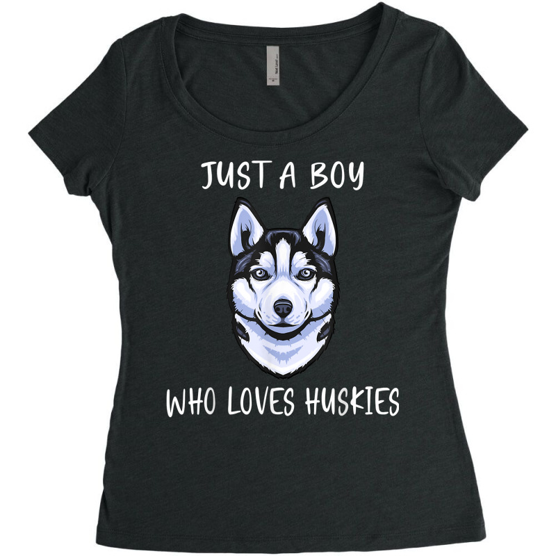 Siberian Husky Puppy Just A Boy Who Loves Husky T Shirt Women's Triblend Scoop T-shirt by cm-arts | Artistshot