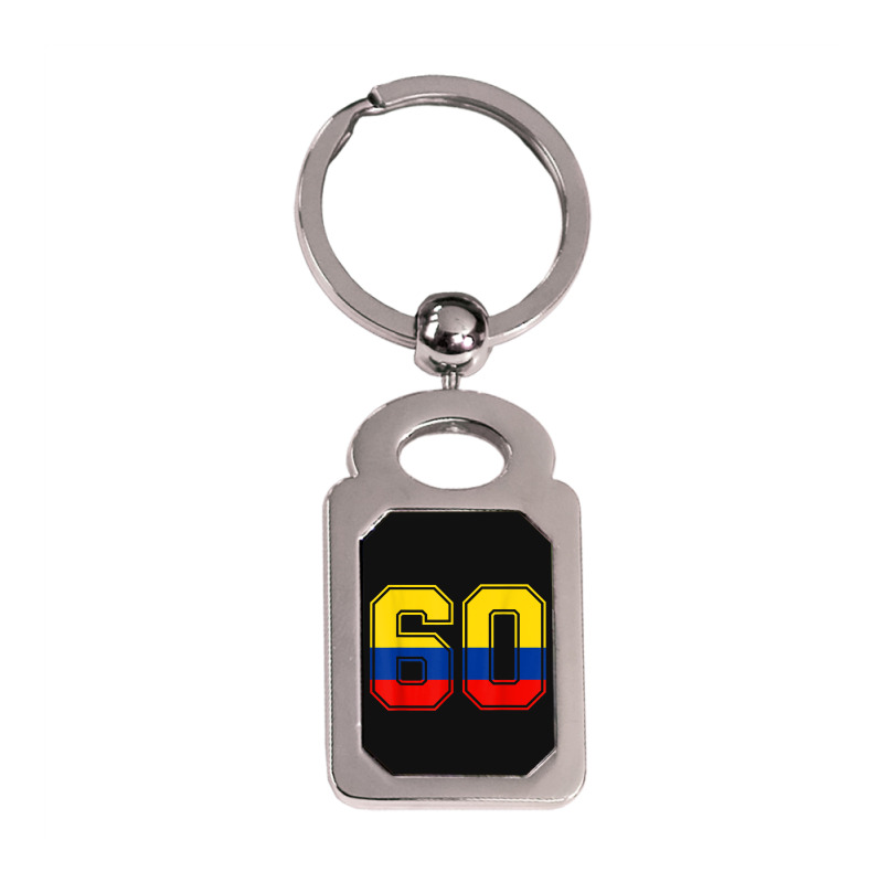 60th Birthday Colombian 60 Years Old Number 60 Colombia Flag Silver Rectangle Keychain | Artistshot