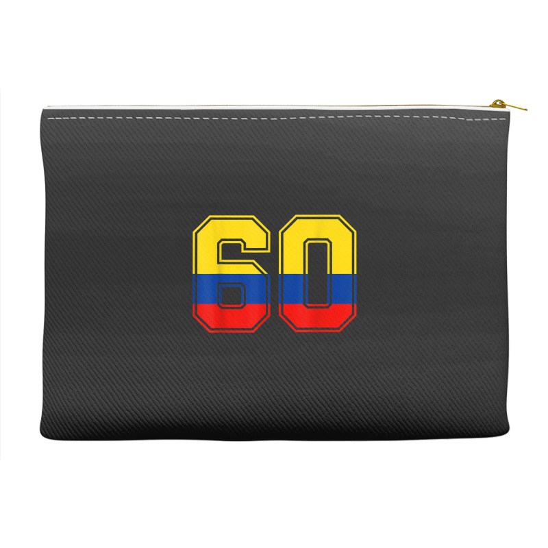 60th Birthday Colombian 60 Years Old Number 60 Colombia Flag Accessory Pouches | Artistshot