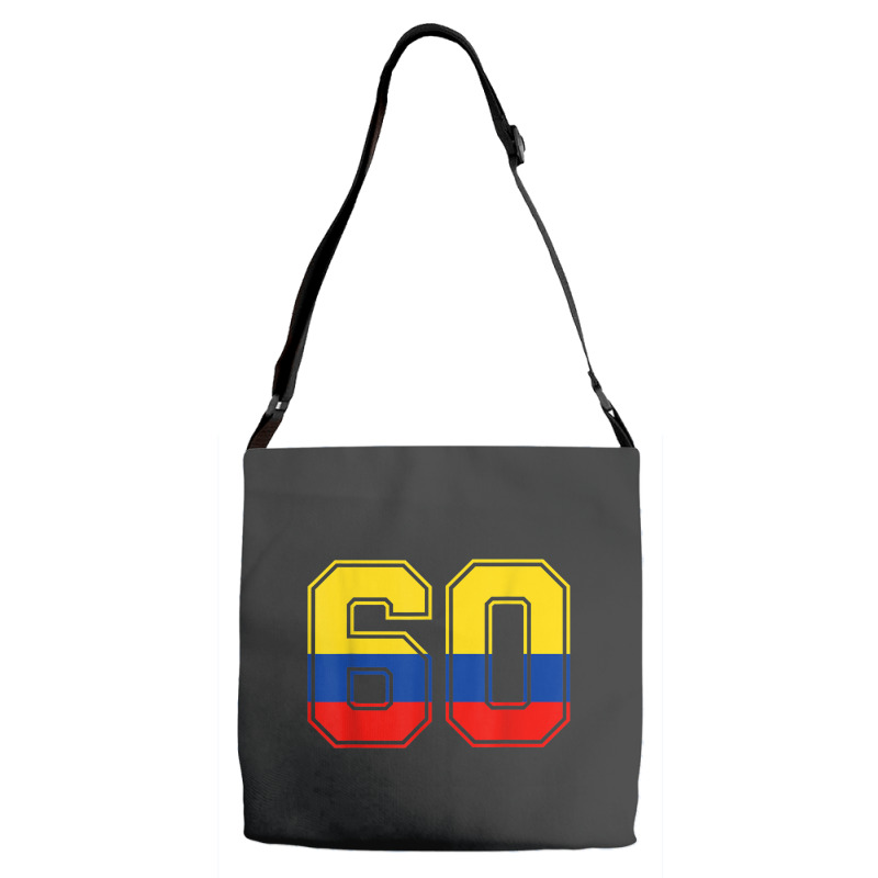 60th Birthday Colombian 60 Years Old Number 60 Colombia Flag Adjustable Strap Totes | Artistshot