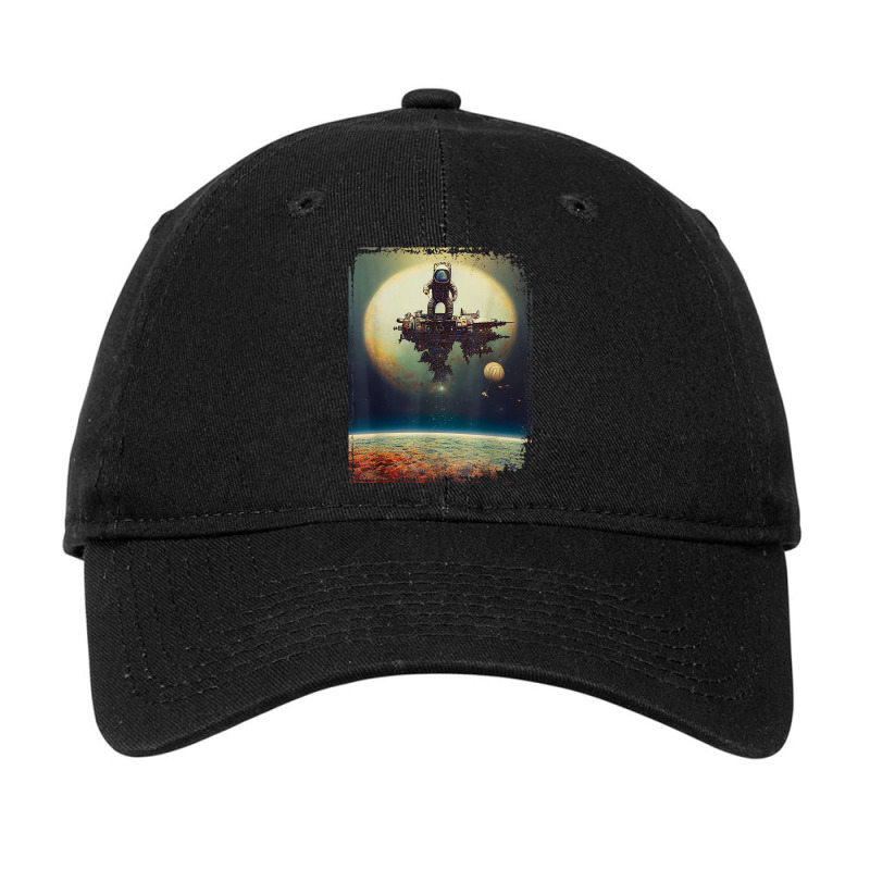 Astronaut Stranded On A Destroyed Space Station Solar System Adjustable Cap | Artistshot