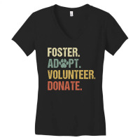 Vintage Foster Adopt Volunteer Donate Animals Rescue Shelter Long Slee Women's V-neck T-shirt | Artistshot