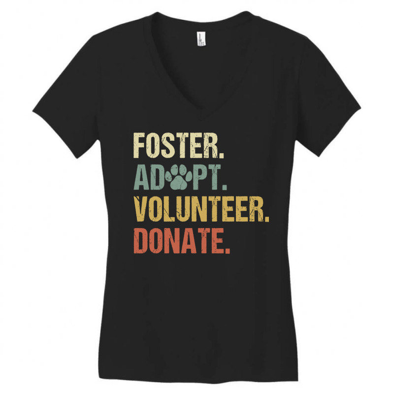 Vintage Foster Adopt Volunteer Donate Animals Rescue Shelter Long Slee Women's V-Neck T-Shirt by cm-arts | Artistshot