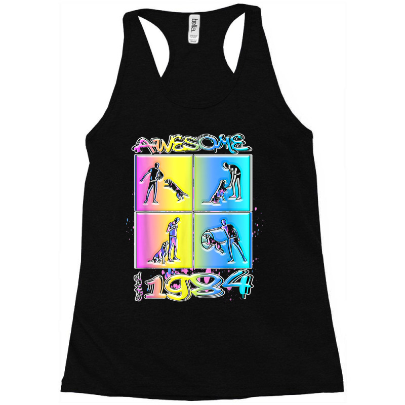 Awesome Since 1984. Agility Dog Training Graffiti Design Racerback Tank by Markets | Artistshot