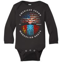 American Grown Mongolian Roots Mongolia Flag Long Sleeve Baby Bodysuit | Artistshot