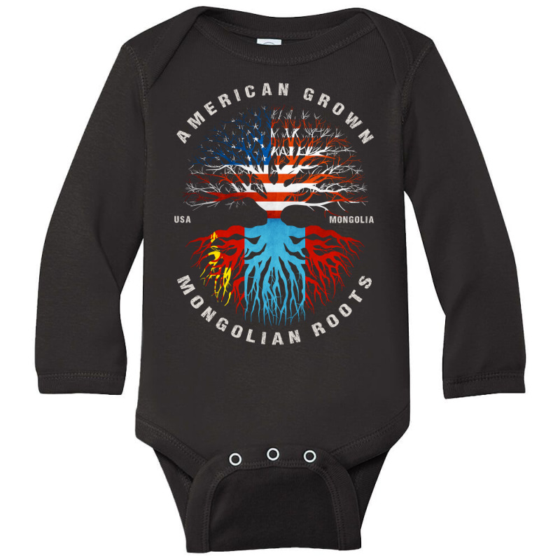 American Grown Mongolian Roots Mongolia Flag Long Sleeve Baby Bodysuit by moteestyle | Artistshot