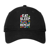 Master Builder Eat Sleep Build Repeat Building Blocks Bricks Sweatshir Adjustable Cap | Artistshot