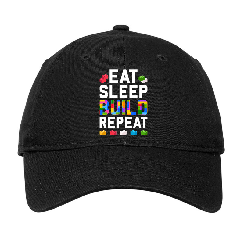 Master Builder Eat Sleep Build Repeat Building Blocks Bricks Sweatshir Adjustable Cap | Artistshot