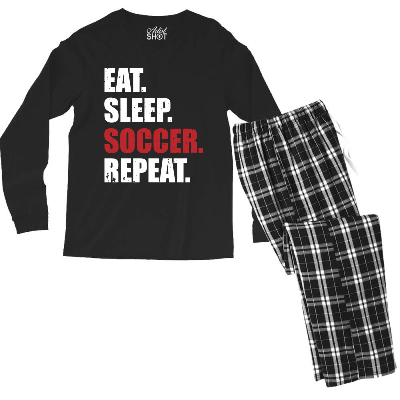 Eat Sleep Soccer Repeat Men's Long Sleeve Pajama Set by EricWade | Artistshot